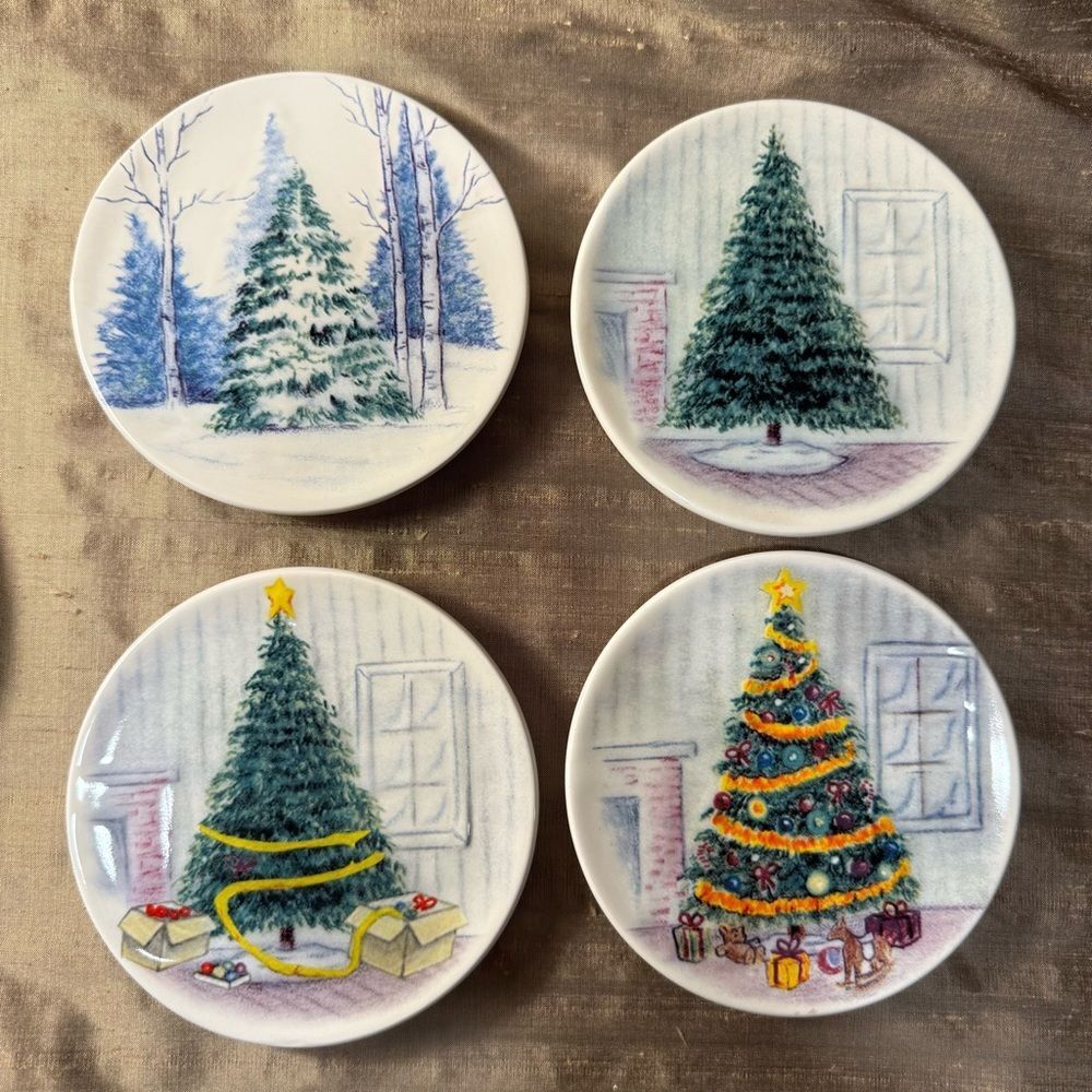 How to decorate a Christmas Tree Holiday Tree Coaster Set - Green and White